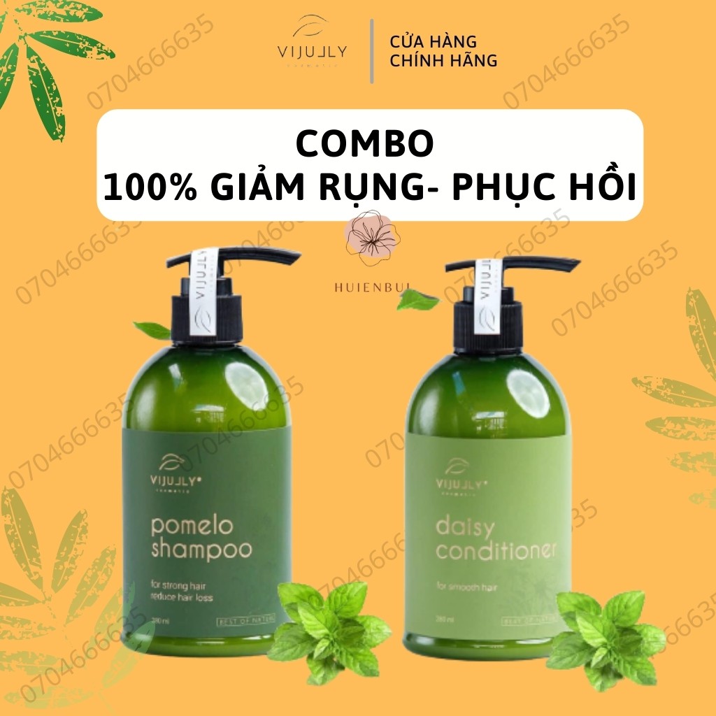 (HÀNG CAO CẤP- HIỆU QUẢ 100%) Bộ Dầu Gội Bưởi- Dầu Xả Tóc Hoa Cúc Vi Jully Phục Hồi Tóc Hư Tổn Mọc Tóc