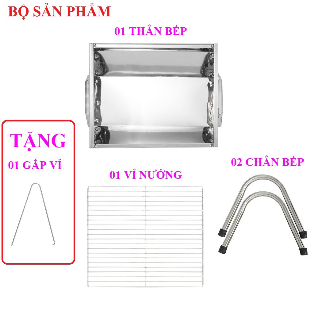 Bếp nướng than hoa TopV VIS, Bếp nướng than hoa không khói, nướng ngoài trời, lò nướng than inox