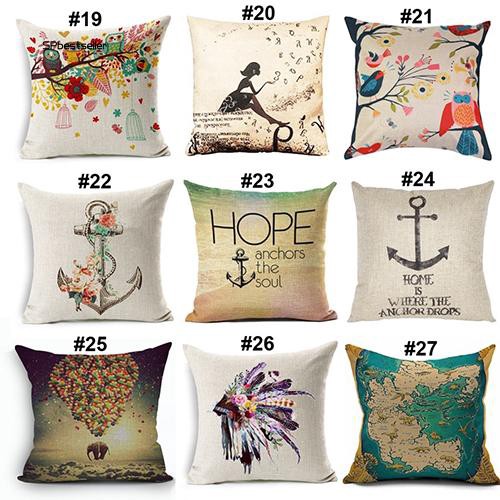 Vỏ gối sofa vải lanh hình chú chó pug , nai sừng tấm trang trí