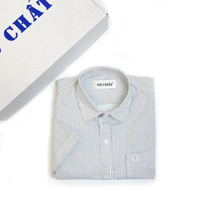 Áo Sơ Mi Trắng Nam Tay Ngắn GU CHẤT, Thiết Kế Basic Chuẩn Form, Vải Cotton Thấm Hút, Không Nhăn - GUSGC02