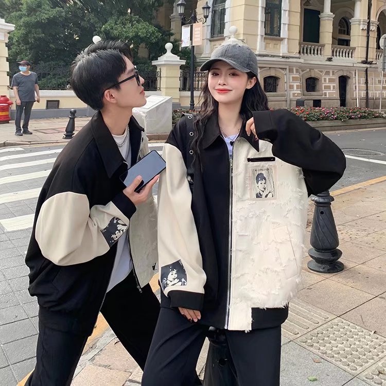Áo Khoác Bóng Chày Phong Cách Hàn Quốc Thời Trang Cho Nam Nữ Áo khoác đôi chất lượng cao thời trang Cặp đôi áo khoác ve áo