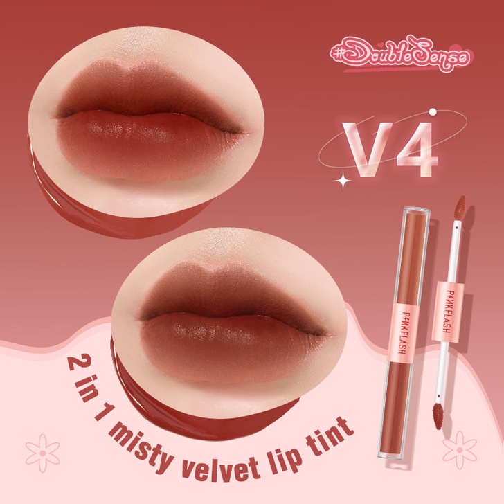 Son kem tint lì PINKFLASH PF-L13 sắc tố cao lâu trôi 2 đầu chất son mờ và nhung tạo hiệu ứng kép cho môi 30g