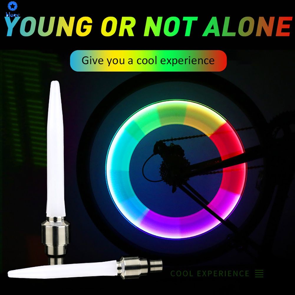 2PCS LED Xe Đạp Van Ánh Sáng Đầy Màu Sắc Tên Lửa Loại Bánh Xe Lốp Van Cap Ánh Sáng Xe Đạp Lốp Xe Máy Đèn Bánh Xe Lốp đèn 【Bluey】