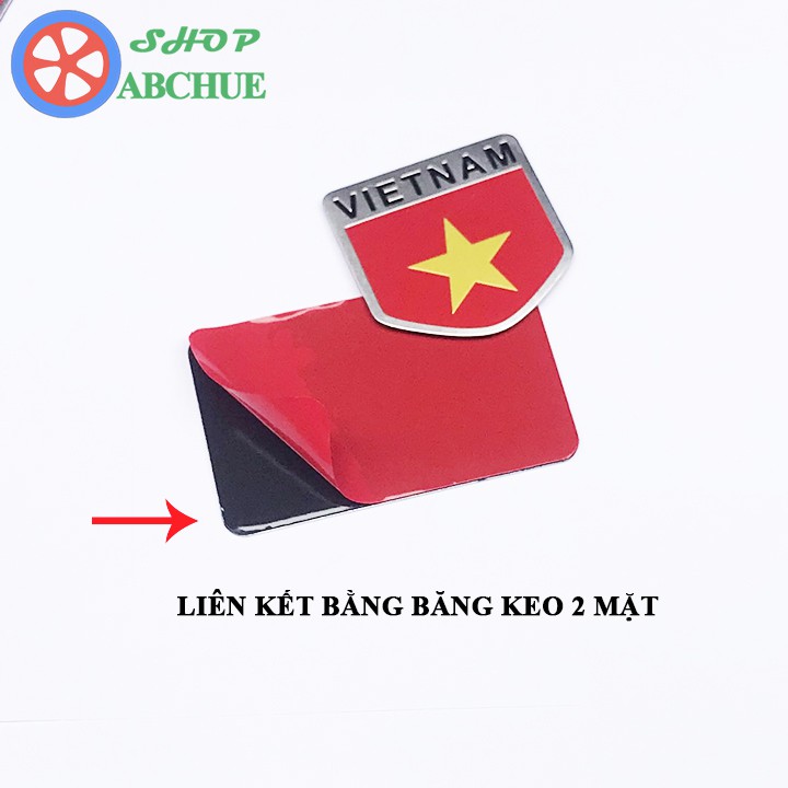 Bộ 2 Logo Sticker Cờ Việt Nam Hợp Kim Nhôm Dán Trang Trí Ô Tô Xe Máy