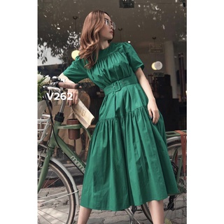 Đầm thô midi ZR Vải thô dầy dặn đanh mặt dáng suông V262