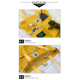 Korean version one-shoulder all-fit female multi-function canvas tote bag large capacity student backpack
