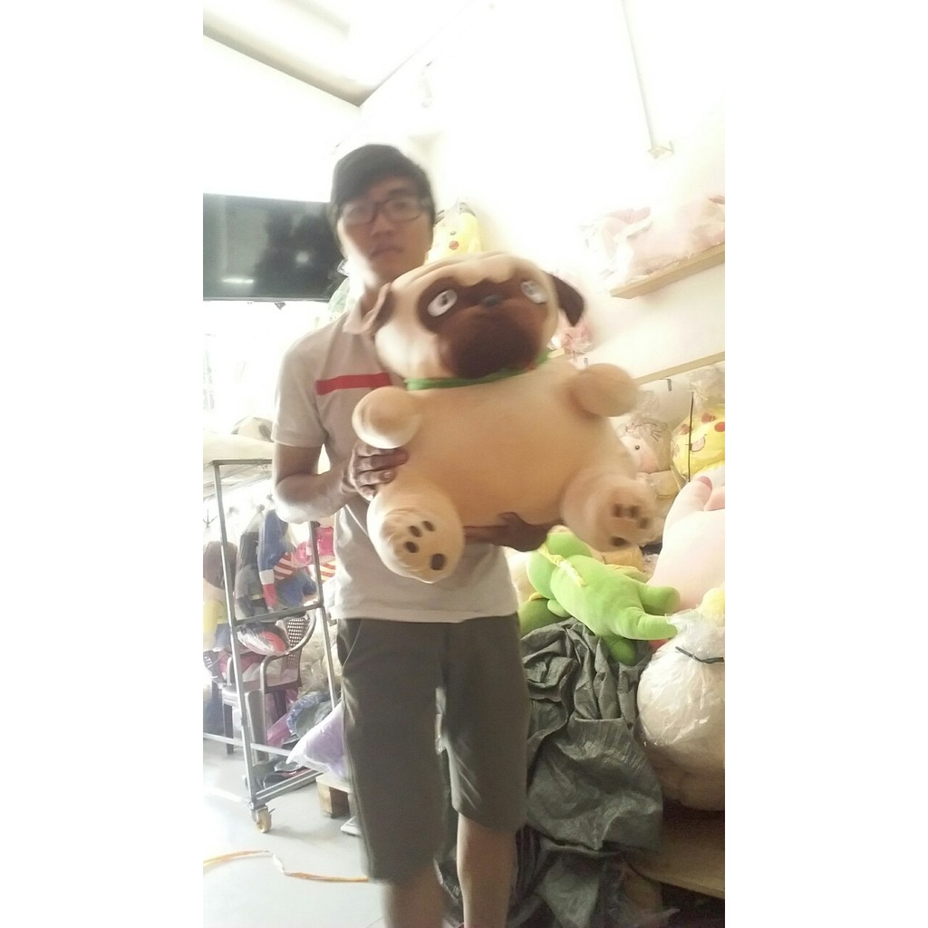 Chó Pug mặt xệ 45cm có khóa kéo, gòn mềm vải miniso cao cấp Chó bông, Gấu bông