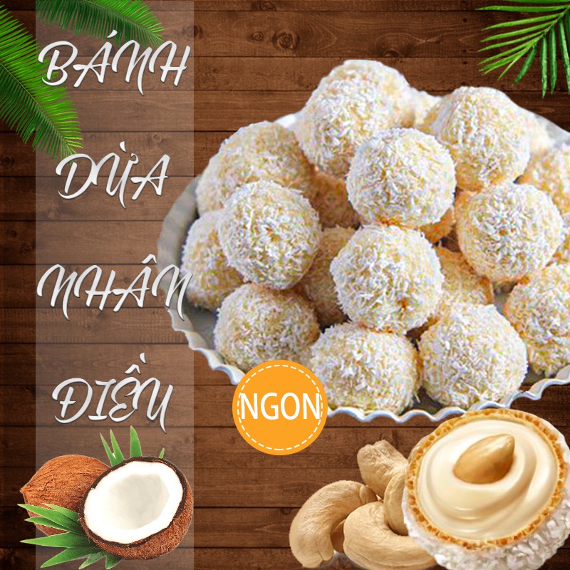 Bánh Dừa Kem Bơ Nhân Điều - Hưng Long - Giòn Tan - Ít Ngọt - Béo Ngậy