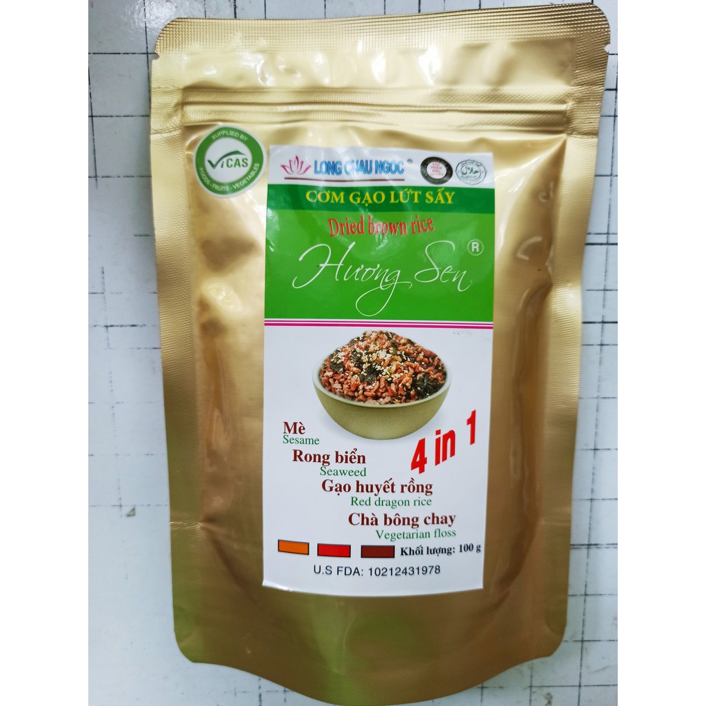 Cơm Gạo Lứt Sấy Hương Sen 4in1 (Mè, Rong Biển, Gạo Huyết Rồng, Chà Bông Chay) - Túi 100g [Helifood]