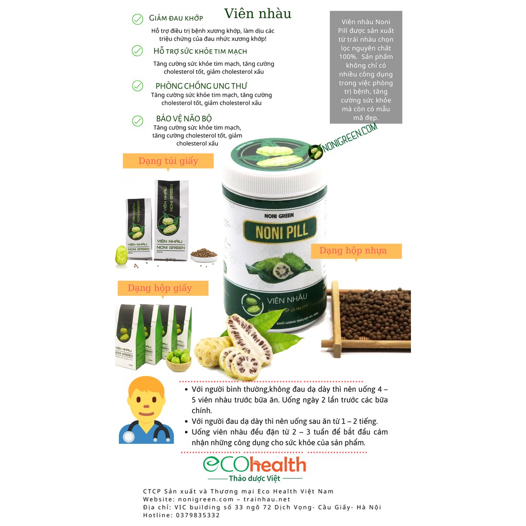 Túi viên nhàu 500gram Noni Green - Túi giấy | BigBuy360 - bigbuy360.vn