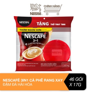 [Tặng 1 thố thủy tinh tiện dụng] Cà phê rang xay hòa tan Nescafé 3in1 đậm đà hài hòa (Bịch 46 gói x 17g) DATE T7/2022