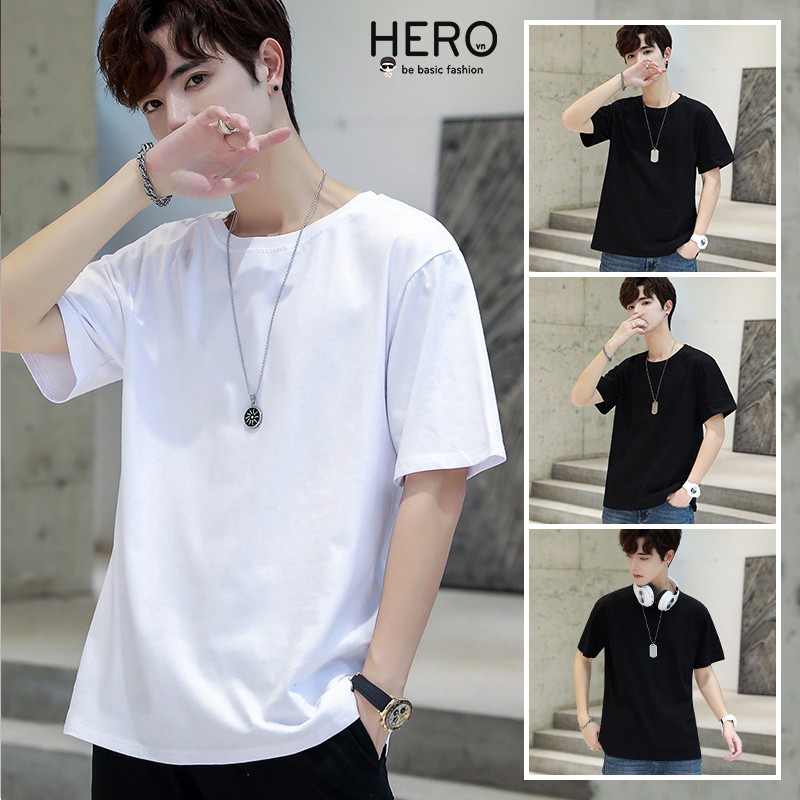 Áo Thun Unisex Áo Phông Trơn Nam Tay Ngắn, Phong cách Hàn Quốc Form Dáng Rộng Hai Màu Đen Trắng AP04 | BigBuy360 - bigbuy360.vn