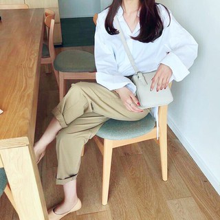 Quần kaki cạp cúc basic pants đen be unisex -
