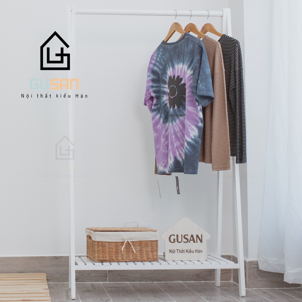 Giá Treo Quần Áo 1 tầng thông minh chữ A bằng gỗ màu trắng GUSAN không gắn tường phù hợp shop thời trang phong cách Hàn