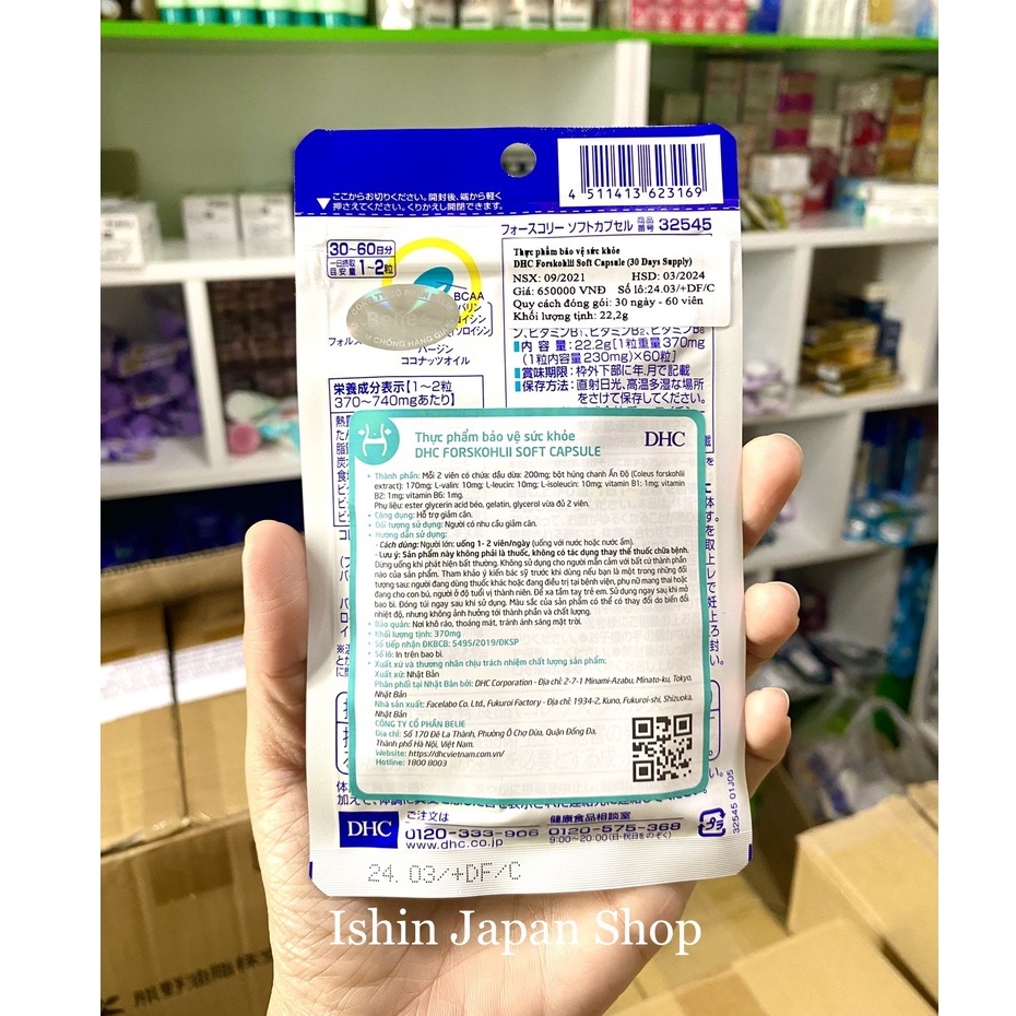 Viên uống Giảm cân DHC Forskohlii bổ sung Dầu dừa Nhật Bản