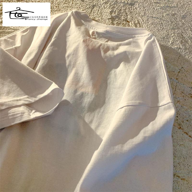 Áo Thun Cotton Ngắn Tay Thêu Chữ Phong Cách Đường Phố Mỹ