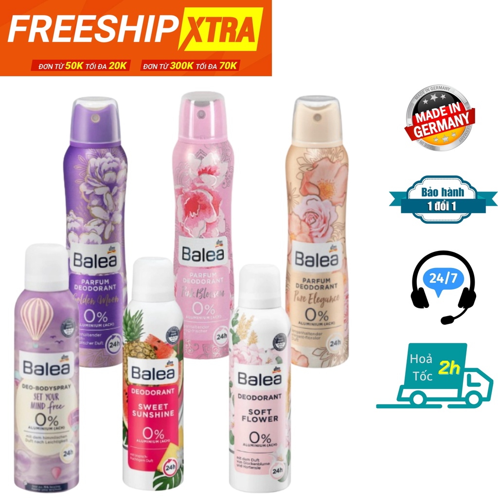 Xịt thơm khử mùi cơ thể Balea HÀNG ĐỨC lưu hương đến 24h, vùng nách và toàn thân