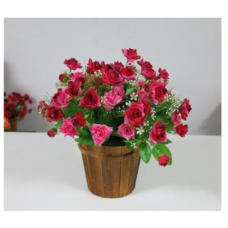1 Chậu hoa giả Hoa nhân tạo cho tiệc cưới Trang trí nhà - hoa hồng mini cánh cuốn