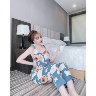 Đồ Bộ Mặc Nhà - Bộ 2 Dây Cổ Yếm Lụa Mango