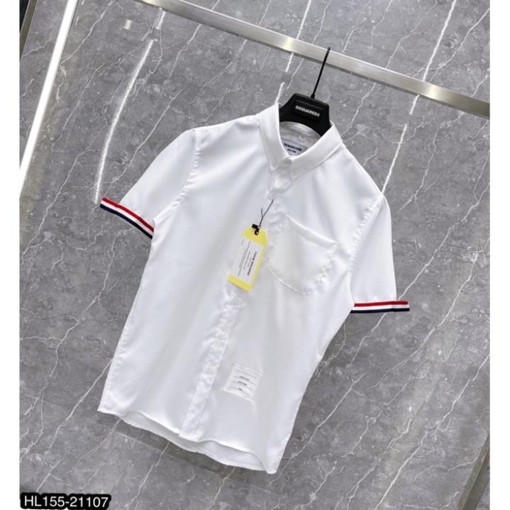 [Sẵn hàng] Sơ Mi Thom Cộc Tay Nam Kẻ Tay Siêu Chất - Sơ Mi Thom Cộc Tay Chất Vải Gai Thoáng Mát