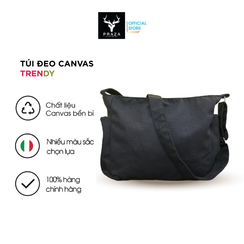 Túi Đeo Chéo Unisex Vải Canvas Phong Cách Hàn Quốc PRAZA - DC130