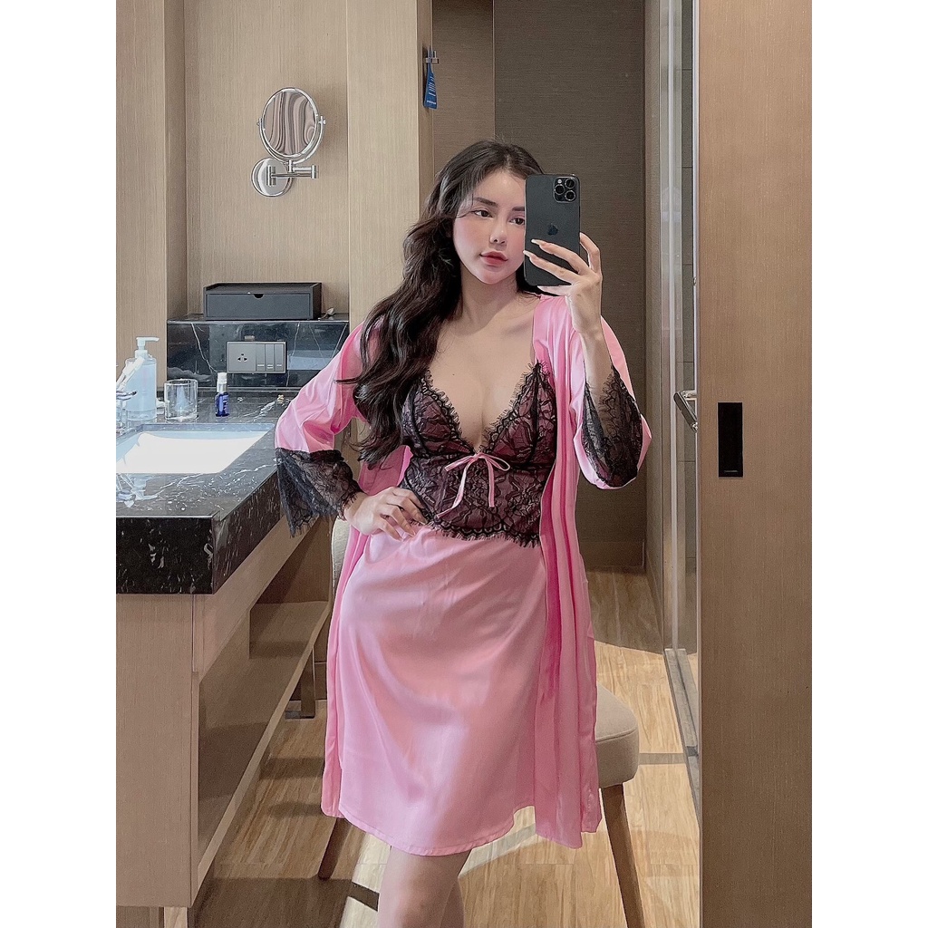 Đầm Ngủ Nữ 2 dây Sexy lụa satin - latin Siêu Mát ĐN103