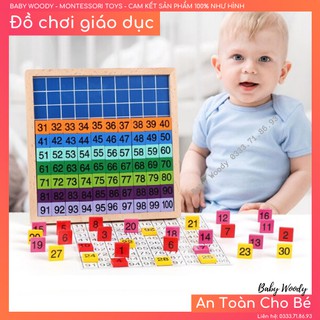 Bộ số đếm 1 đến 100 [FREESHIP] Đồ chơi đếm số bằng gỗ cho bé