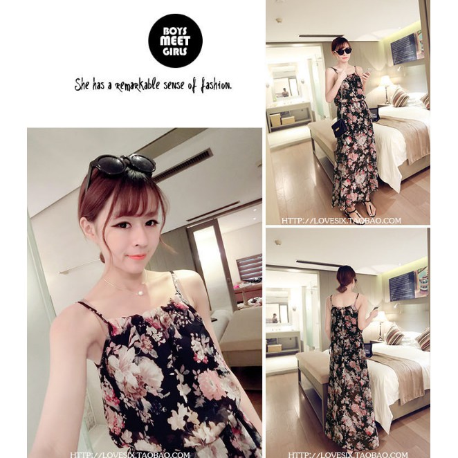 [CÓ CLIP VÀ HÌNH ẢNH CHỤP ZOOM CHẤT LIỆU ]ĐẦM MAXI- VÁY MAXI HOA HAI 2 DÂY ĐI BIỂN HÀNG LOẠI 1 | BigBuy360 - bigbuy360.vn