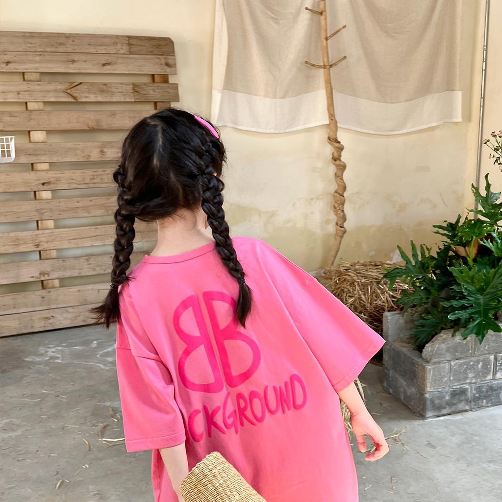 Áo Thun Cotton Tay Ngắn Dáng Rộng Thời Trang Mùa Hè Hàn Quốc 2022 Mới Cho Bé Gái