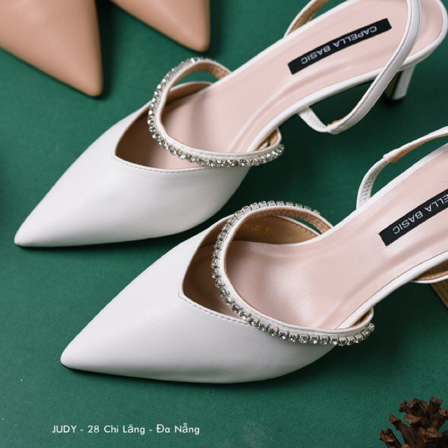 GIÀY SANDAL SLINGBACK PHỐI ĐÁ GÓT NHỌN CAO 7 CM SANG CHẢNH HÀNG VNXK