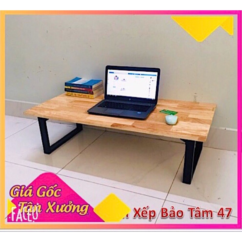 Bàn ngồi bệt gỗ cao su (50*80 cao 32cm) giá tại xưởng mặt bàn bo cạnh, bo gốc