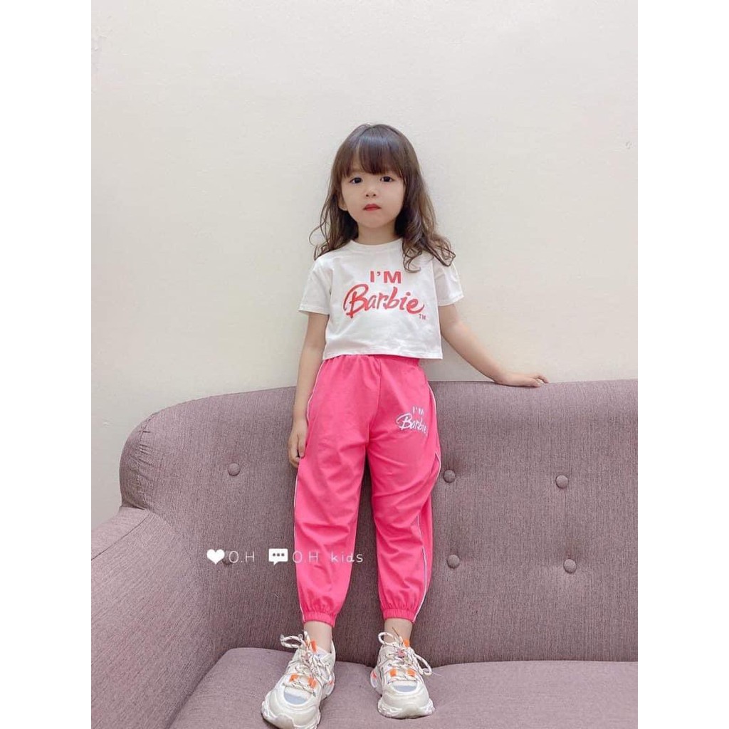 Bộ Baberi Áo Croptop Quần Dài Chất Cotton 4 Chiều Bé Gái