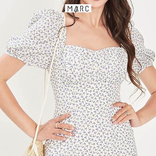 👗 Đầm Form Mini Nhún Ngực Cổ Vuông - MARC