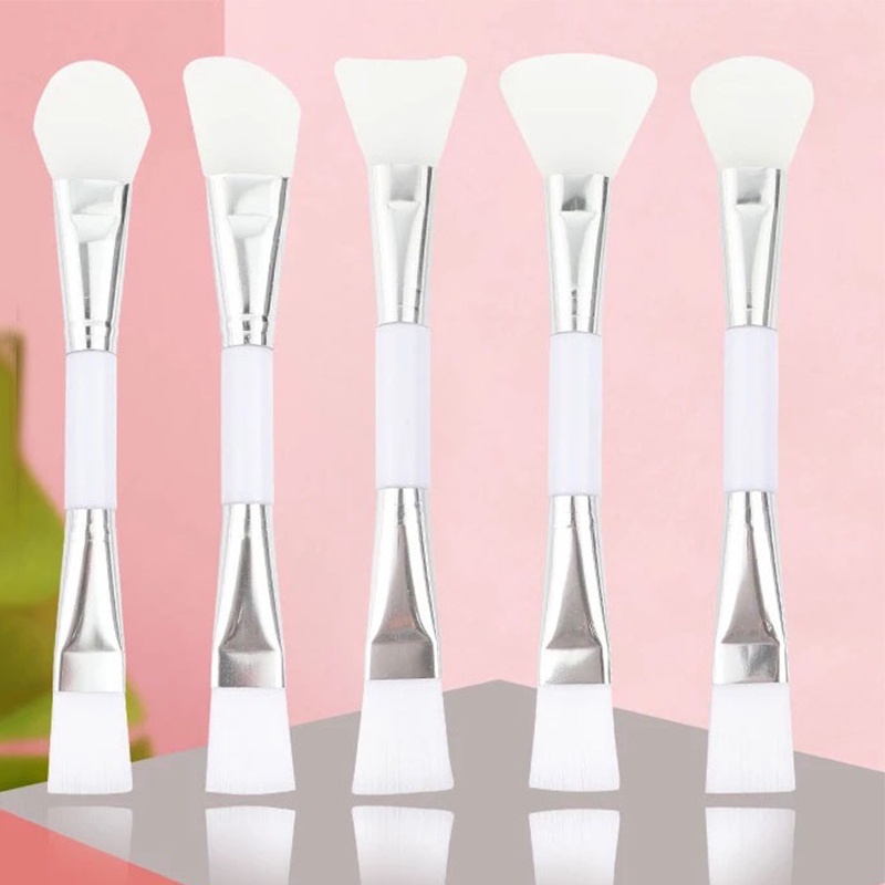 1 Cọ Phết Mặt Nạ Đầu Phẳng Linh Hoạt Bằng Silicon Mềm Thiết Kế Hai Đầu Hỗn Hợp Chăm Sóc Da DIY