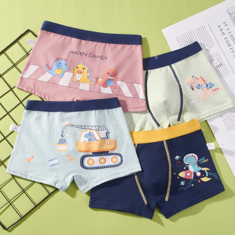 Set 4 quần lót JOLLYBABY 100% cotton in họa tiết hoạt hình làm quà tặng Giáng sinh/ sinh nhật/ năm mới cho bé trai