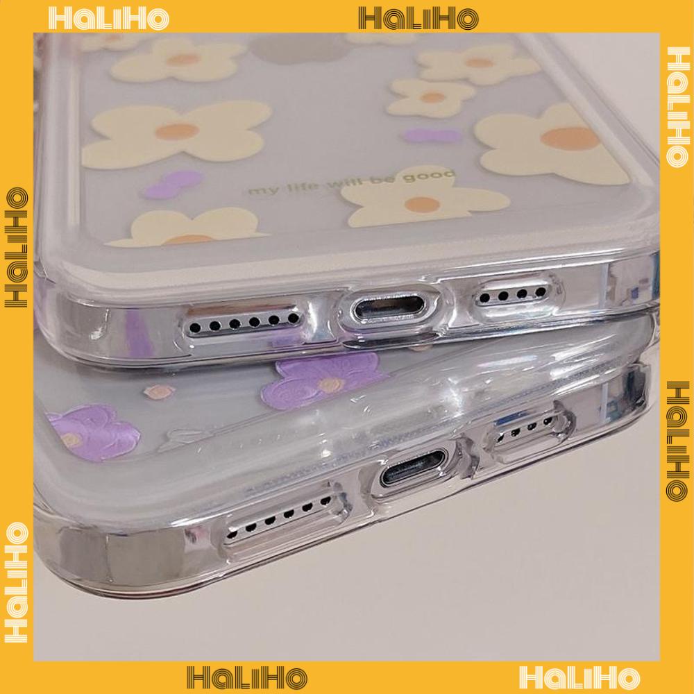 iPhone Case Clear Case Soft Thick TPU Shockproof HD Super Transparent Protection Camera Plating Button Purple Flower For iPhone 13 Pro Max iPhone 12 Pro Max iPhone 11 iPhone 7Plus