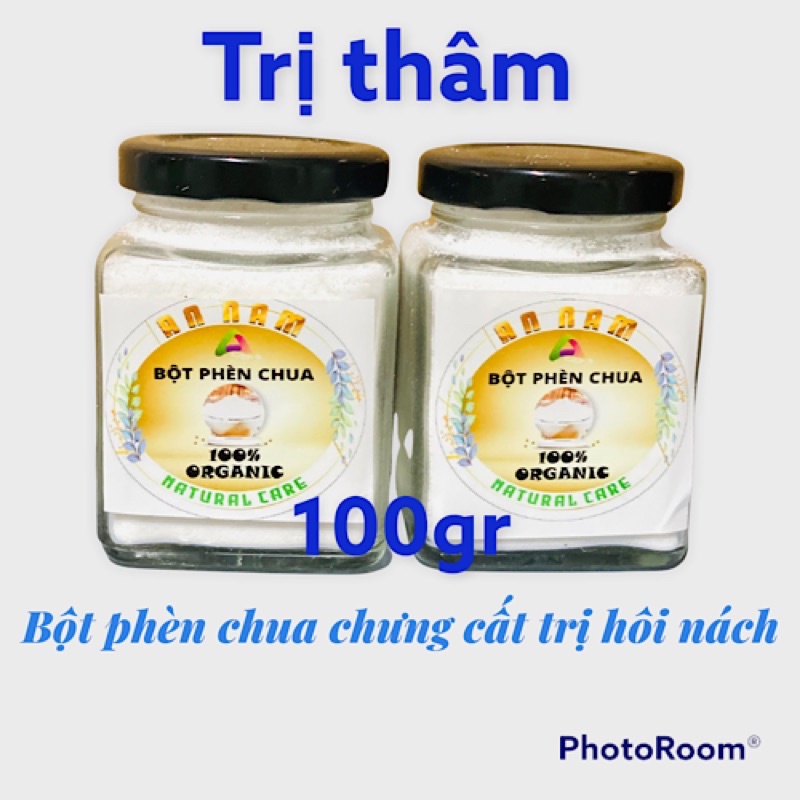 Bột phèn chua chưng cất nguyên chất nhà làm (100g) khử mùi hôi nách- hôi chân (hộp)