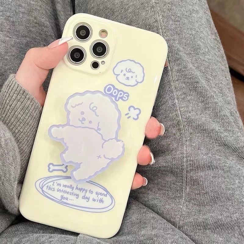 Ốp Iphone Chó bông + giá đỡ 13 Pro Max/13/13 Pro/12 Pro Max/12/212 Pro/11 Pro Max/11/Xs Max/X/Xs/8 Plus/7 Plus