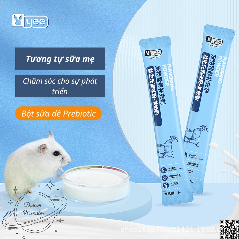 Bột Prebiotic đông khô/sữa dê/rau củ Yee 4 vị cho hamster, rat, sóc bay, nhím