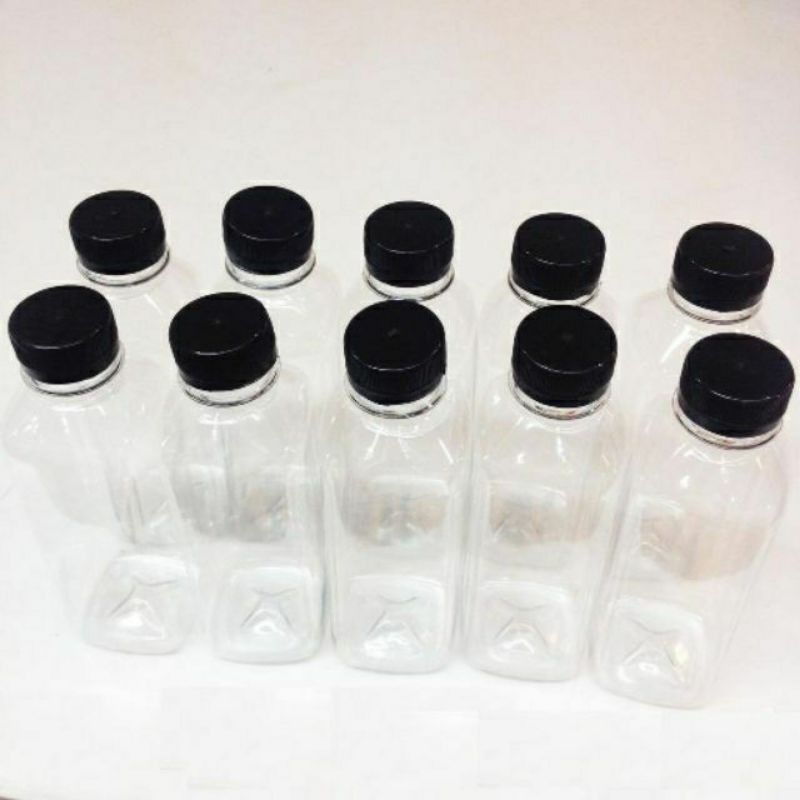 Chai nhựa vuông nắp đen 350ml / chai nhựa đựng trà sữa 330ml / chai nhựa đựng sữa chua / chai nhựa đựng nước