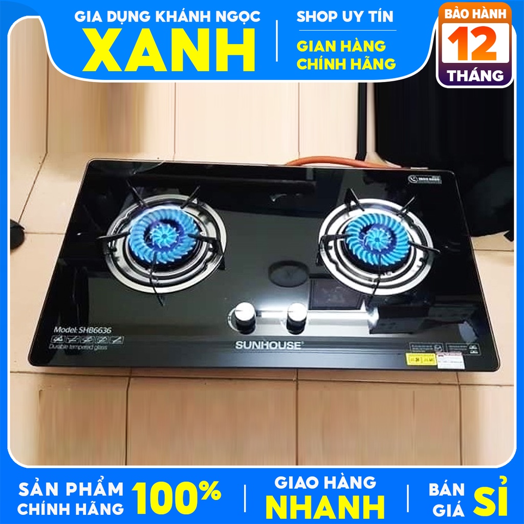 Bếp gas âm Sunhouse SHB-6636-hàng trưng bày+ Tặng dây gas-Đánh lửa IC,Đầu hâm,Ngắt gas tự động-BH 12tháng
