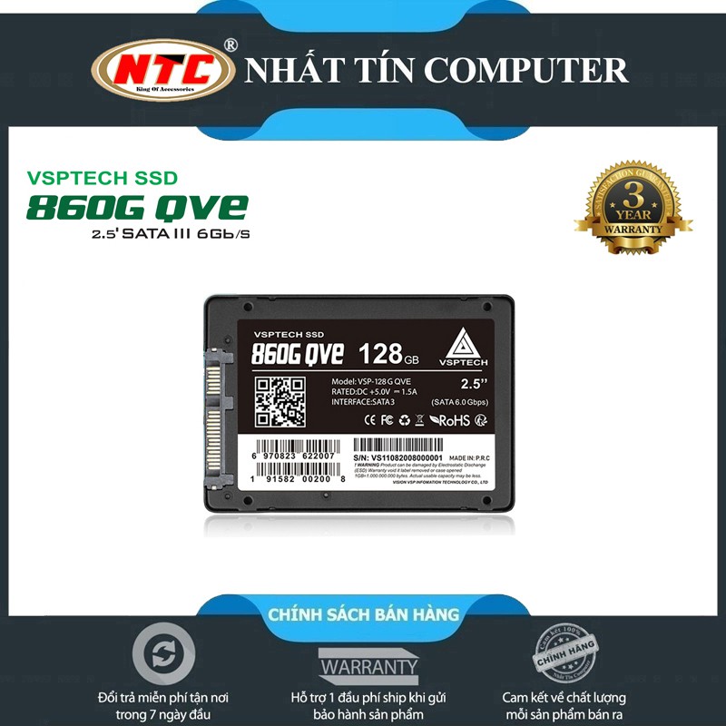 Ổ cứng SSD VSPTECH 860G QVE dung lượng 128GB - tốc độ ghi 420MB/s đọc 500MB/s (Đen)