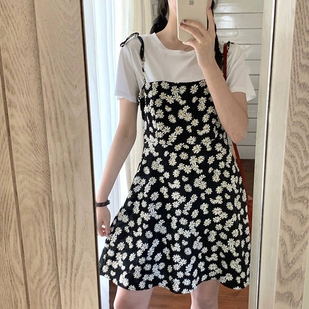 [ SẴN] VIDEO thật váy hoa cúc hai dây buộc nơ vải mát phong cách mùa hè đi biển | BigBuy360 - bigbuy360.vn