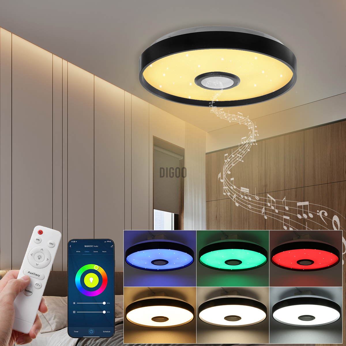 34CM 36W colorful APP remote control bluetooth music ceiling light