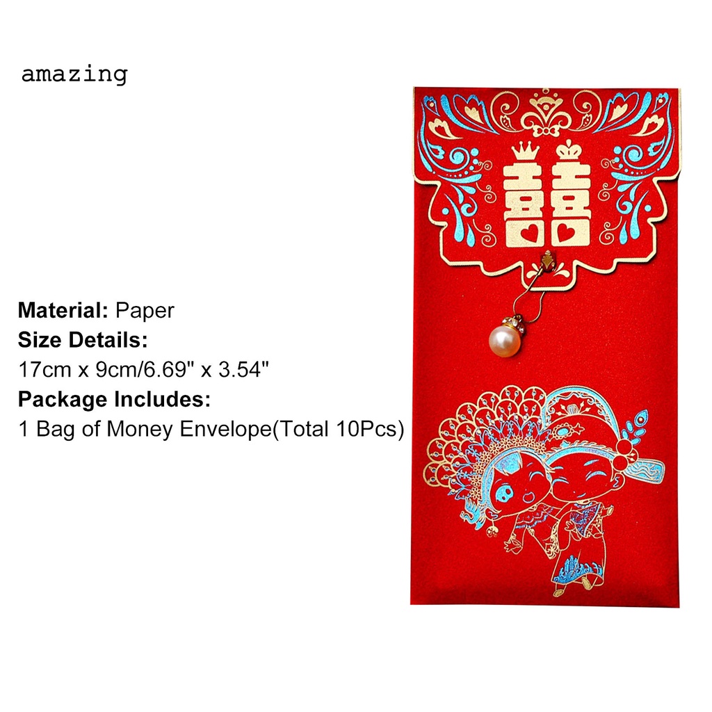 Bao lì xì giấy màu đỏ phối tua rua lâu trôi