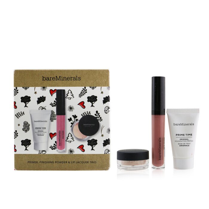 bareMinerals - Set Trang Điểm 3 Món bareMinerals Primer, Finishing Powder &amp; Lip Lacquer Trio