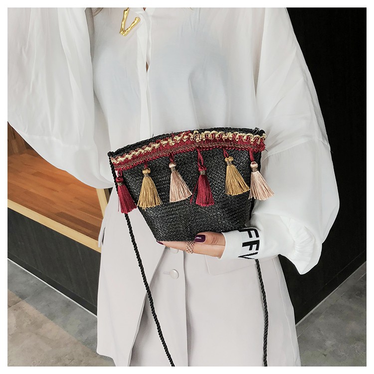 Túi cói tua rua du lịch biển, đi chơi, decor - P024