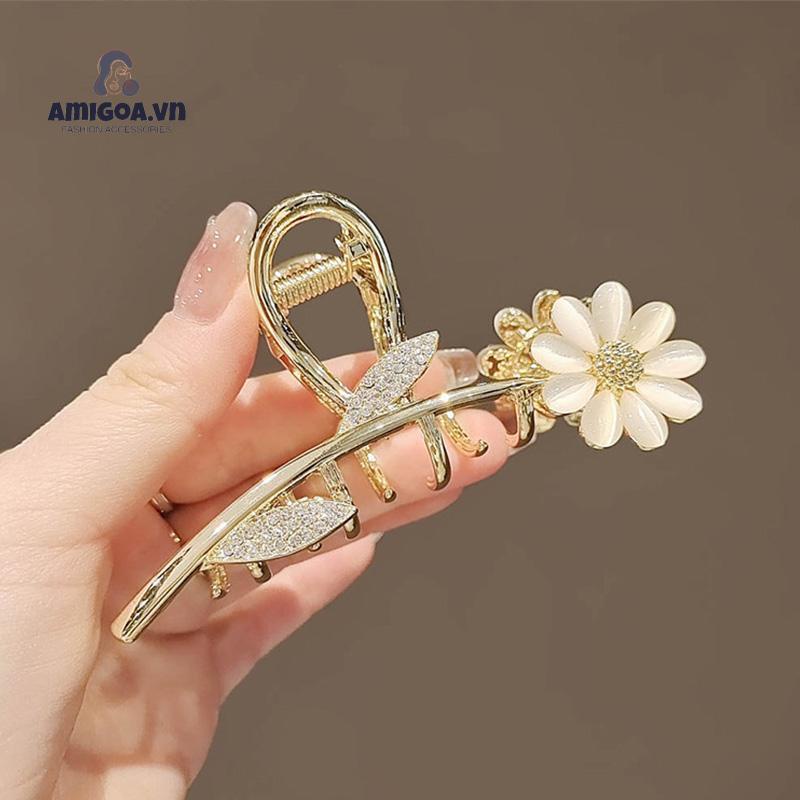 ✨✨Kẹp Tóc Hợp Kim Hình Cá Mập Đính Đá Ngọc Trai Nhỏ Nhắn Dành Cho Nữ