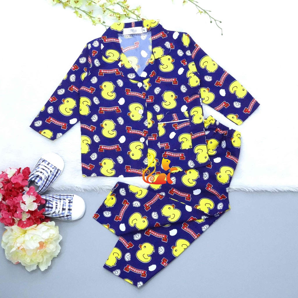 Đồ Bộ Mặc Nhà &quot;Vịt vàng - BeerDuck&quot; Pijama Kate Thái Quần Dài - Cho Bé 8-38kg.