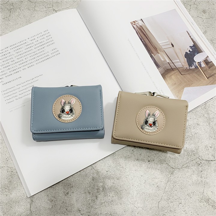 Ví ngắn chất liệu da PU họa tiết hình thỏ dễ thương cho nữ-VG39meomeo